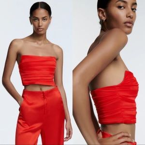 ZARA SATIN EFFECT CROP TOP -S